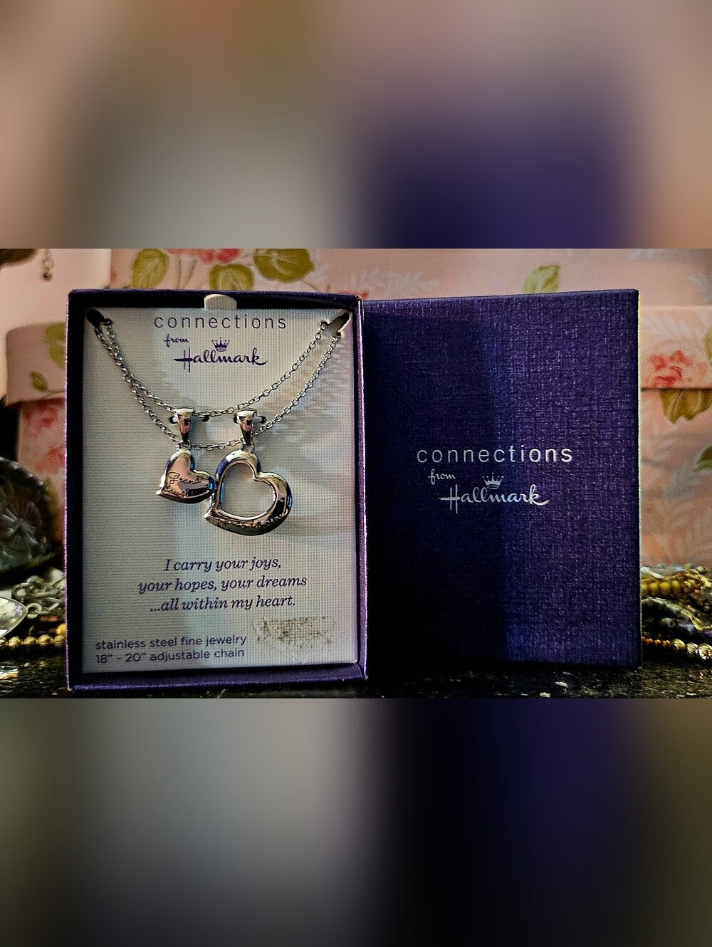 NIB Connections from Hallmark Grandmother Granddaughter Stainless Steel Heart